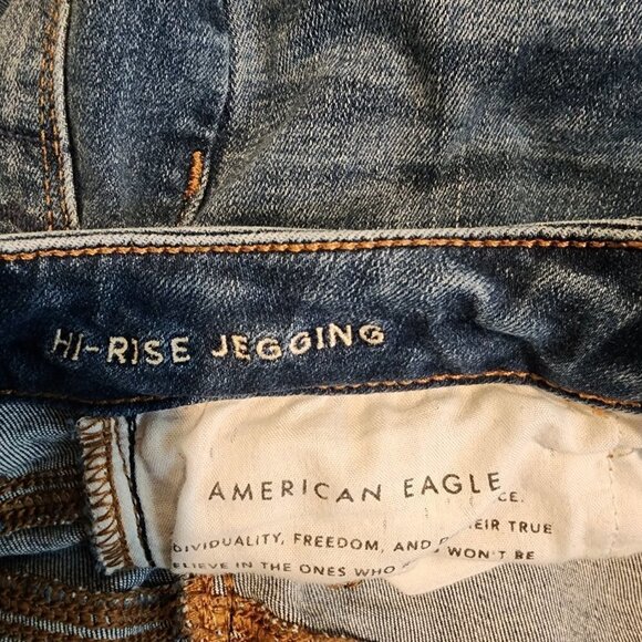 American Eagle Next Level‎ Stretch High Rise Jeggings Distressed Stretch 2 SHORT - Picture 5 of 11